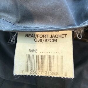 Barbour Beaufort Jacket Label on Tan Tartan
